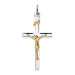 Million Charms 925 Sterling Silver Rh-Plated & 18k Gold-plated Crucifix Pendant